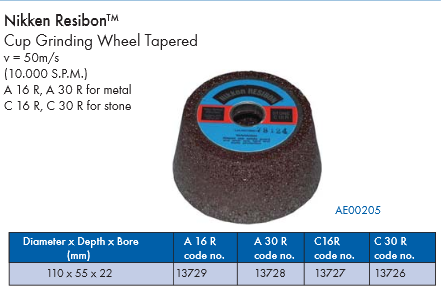specifications of tapered grinding wheels