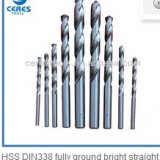 HSS DIN338 fully ground bright straight shank twist drill bits
