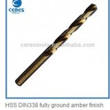 HSS DIN338 fully ground amber finish straight shank Cobalt drill bits
