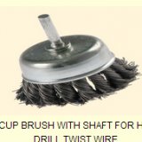 CUP BRUSH WITH SHAFT FOR HAND DRILL,TWIST WIRE