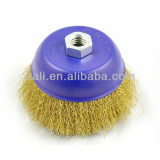 SALI Brand Brass Coated Carbon Steel Wire Brush, Cup Type