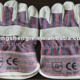 Natrual Color Cow Split Leather Safety Gloves