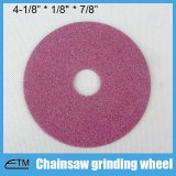 Pink aluminum oxide grinding wheel for chainsaw sharpening