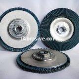 Flap disc with aluminium backing and hub