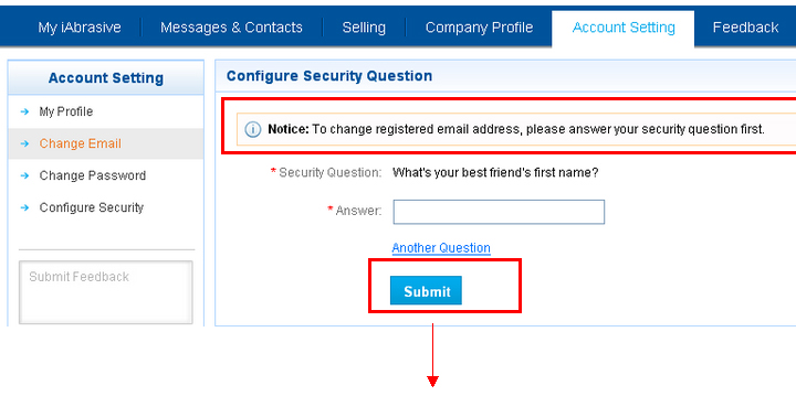 Configure security question