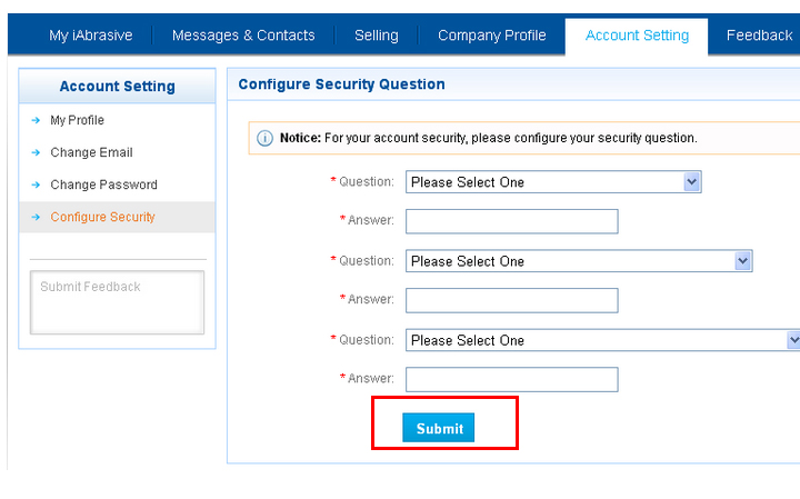 Configure new security question