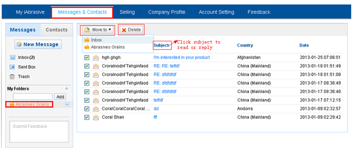 Manage messages in a folder