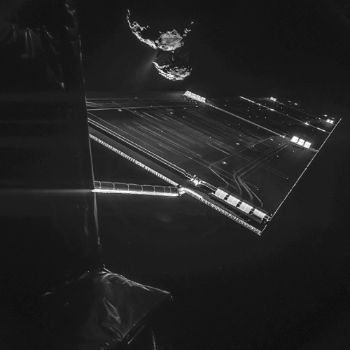 Rosetta mission selfie a distance of about 16 km from the surface of 67PC-G.