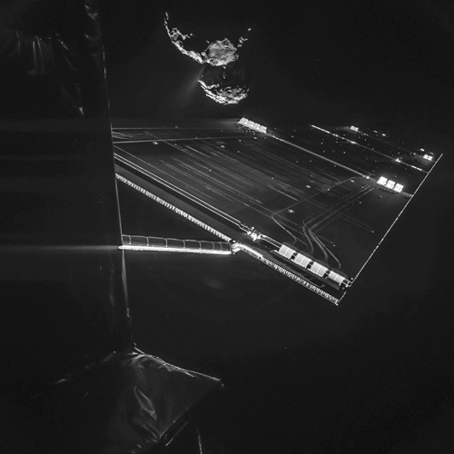 Rosetta mission selfie a distance of about 16 km from the surface of 67PC-G.